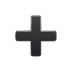Dark Plus Symbol Glossy Sign Isolated, Addition Mathematical Operator Icon Isolated