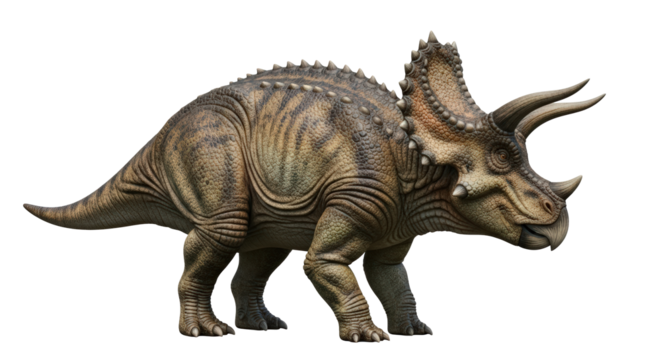 Realistic triceratops dinosaur isolated on transparent background