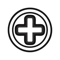 Obraz premium Black and white medical cross symbol inside a circular frame