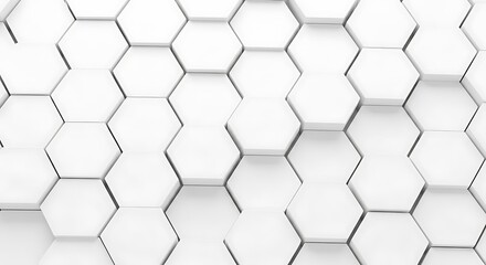 White Hexagonal Pattern Background with Geometric Shapes and Modern Design.