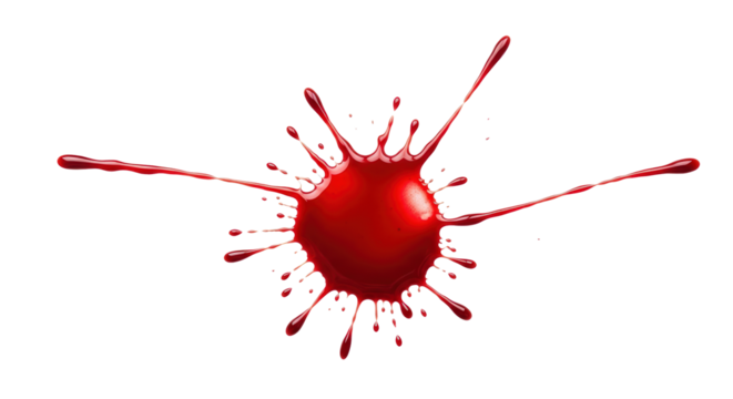 Red paint splash abstract shape isolated on transparent background - Powered by Adobe