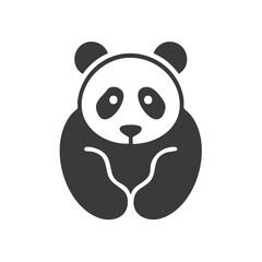 Fototapeta premium Simplified Panda Bear Icon Depicting Cute Cuddly Animal with Fur and Smiling Face
