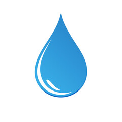 Blue water drop icon vector graphic symbol of liquid purity and nature
