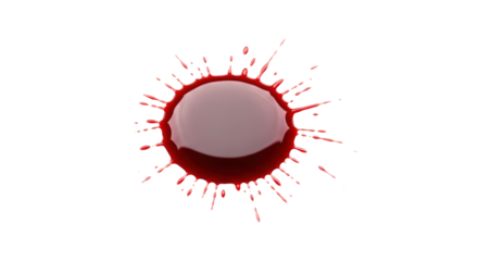 Red liquid splash frozen in time on a transparent background isolated on transparent background