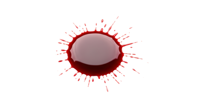 Red liquid splash frozen in time on a transparent background isolated on transparent background