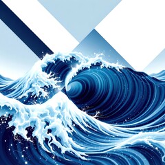 Abstract Waves Intersecting with Geometric Shapes for Creative Design