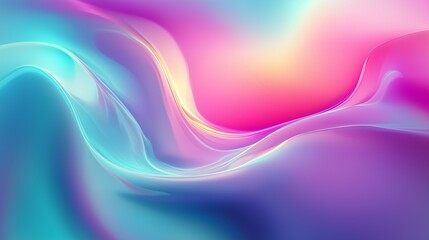 Naklejka premium An abstract background of colorful liquid gradient waves, with smooth, flowing light streaks creating a holographic and ethereal effect