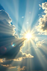 Radiant Sunlight Streams Through Clouds in a Cinematic Sky Display