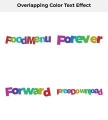 Colorful Words with Overlapping Design on White Background