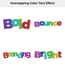 Overlapping Colorful 3D Letters on White Background Bold, Bounce, Branding, Bright