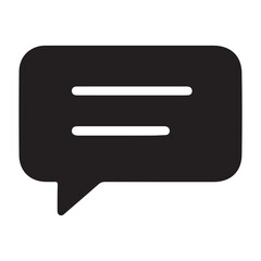 Black Message Bubble with Lines Inside for Communication Symbol Illustration Modern Flat Design