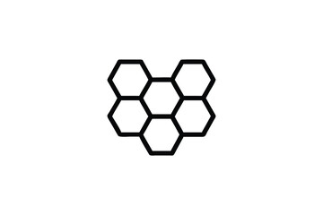 Geometric arrangement of black hexagonal shapes on a white background silhouette