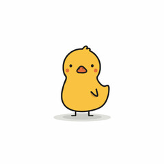 Illustration of a cute yellow chick with red cheeks and black outline