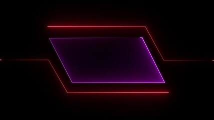 Futuristic neon HUD Head up display interface template with basic geometry line element. Universal Technology Line and frame Video overlay Neon futuristic HUD rectangle frame glowing animation. 4k . - Powered by Adobe