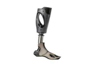 Prosthetic Leg Black Gray and Tan isolated on a transparent background