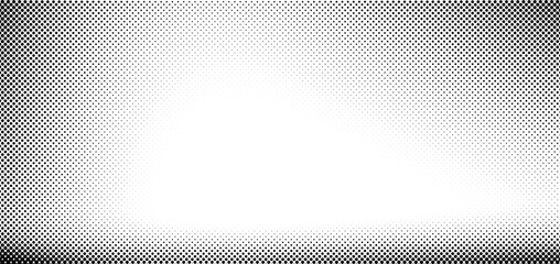Grunge halftone gradient. Distressed vanishing grit noise background. Retro pixelated bitmap backdrop texture. Black and white sand wallpaper. Vector textured gritty surface. Anime manga comic overlay