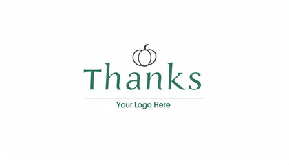 Minimal white background featuring a single pumpkin and elegant text &ldquo;Thanks&rdquo;, perfect for modern Thanksgiving design and greeting concept
