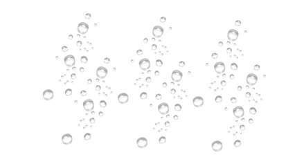 Set of Three Rising Air Bubbles Stream Effect with Realistic Glossy Texture on Transparent Background