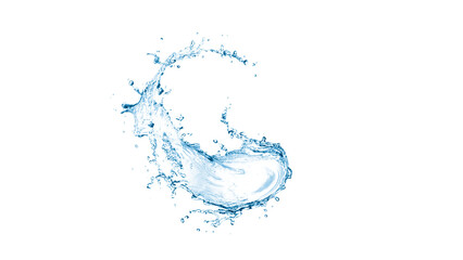 Dynamic Blue Water Splash Creating a Circular Swirl Isolated on White Background for Beverage and Purity Concepts