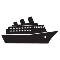 Obraz premium Cruise Ship Silhouette Vector Image for Travel and Vacation Designs Maritime Transport Icon Nautical Vessel Symbol