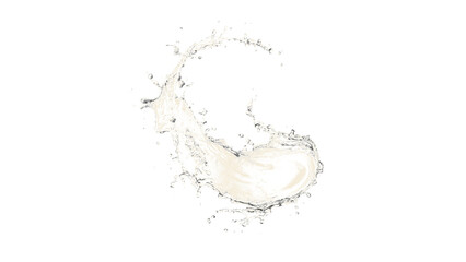 Dynamic Swirling White Liquid Splash Element with Droplets and Creamy Motion on Isolated Transparent Background