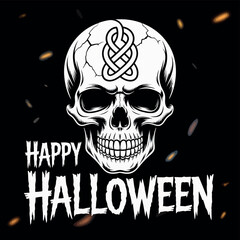 Happy Halloween Skull Graphic with Celtic Knot Design