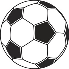 Vector illustration of a soccer ball or football ready for a game or sport, a round black and white sphere object for play.