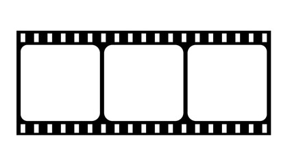 Classic Film Strip Transparent PNG: Three Blank Cinema Frames with Sprocket Holes for Video Projects, Movie Themes, Photography, and Retro Media Graphics

