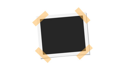 Taped Instant Photo Frame Transparent PNG: Square Polaroid Style with Masking Tape for Digital Scrapbooks, Memory Boards, Wall Displays, and Retro Mockups

