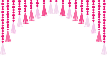 Pink Tassel and Bead Garlands Hanging Arch Border Transparent Background Design Element