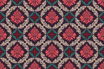 Damask seamless pattern vector background. baroque style pattern. Luxury textile. Graphic ornate pattern for wallpaper, fabric, packaging, wrapping. Damask floral ornament