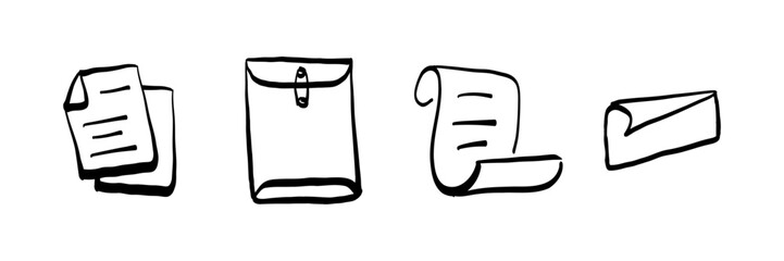 Hand-Drawn Outlined Document Icon Illustration