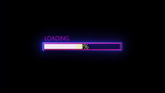 Digital progress bar loading animation futuristic technology design on black background 4K