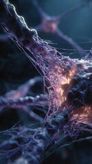 Abstract Organic Structure with Glowing Core — Biotech or Neural Network Concept