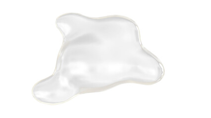 Isolated White Liquid Puddle Splash with Glossy Texture and Smooth Shape on a Transparent Background Overlay