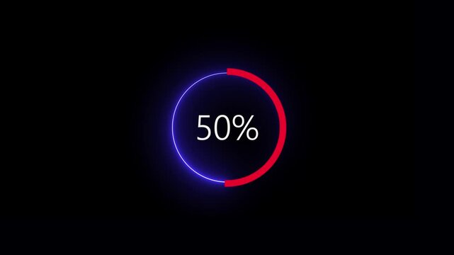 Glowing abstract counting timer animation on black background 4K