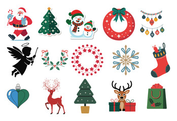 set of Christmas Celebration Icon Festive Christmas Elements