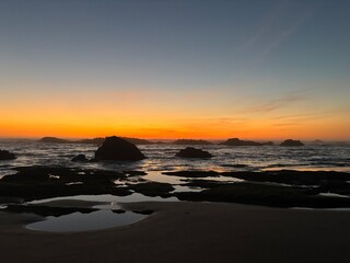 Colorful Sunset on Oregon Coast