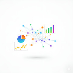 Interconnected Network of Data Visualization Charts and Graphs for Business Analysis