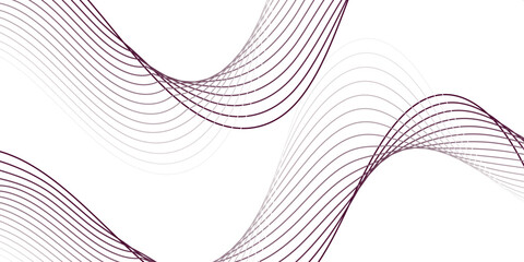 Elegant abstract wave lines in deep purple tones on a clean white background, smooth flowing design, minimal and modern gradient curves, perfect for banners, branding, and creative backgrounds.
