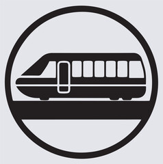 monorail icon silhouette vector art illustration, monorail icon isolated on white background