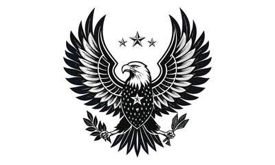 Black and White American Bald Eagle Illustrations – Powerful Symbol of Freedom and Strength