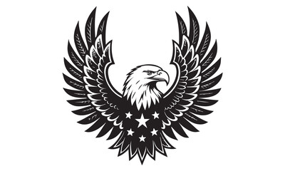 Black and White American Bald Eagle Illustrations – Powerful Symbol of Freedom and Strength
