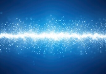 Abstract blue background with glowing light streak and bokeh effect isolated on white background
