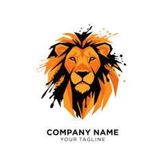 Majestic Lion Head Logo with Dynamic Paint Splatter Mane.