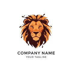Geometric Lion Head Logo with Bold Mane and Intense Gaze.