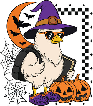 Hand Drawn Halloween Student Chicken Illustration