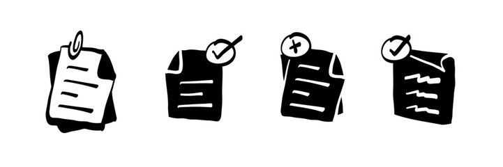 Minimal Hand-Drawn Glyph Document Icon Illustration