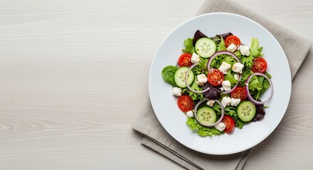 Fresh Garden Salad With Ripe Tomatoes and Crisp Cucumbers
