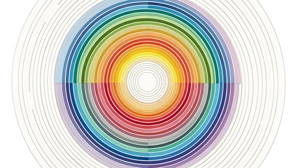 Vibrant Concentric Colorful Circles Abstract Pattern on White